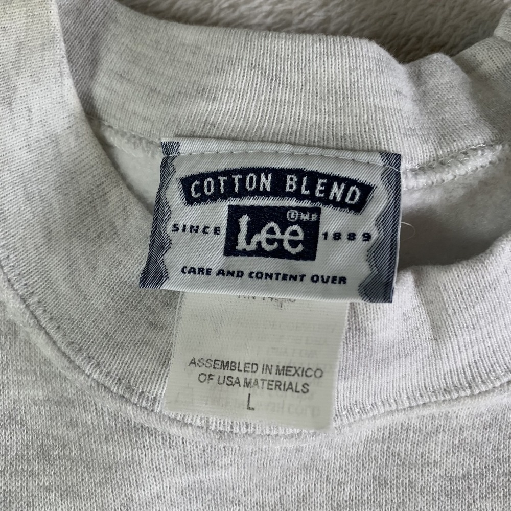 Vintage Lee‎ Sweatshirt Mens L Gray USA Flag Land Of The Free Crewneck Patriotic - Picture 3 of 12